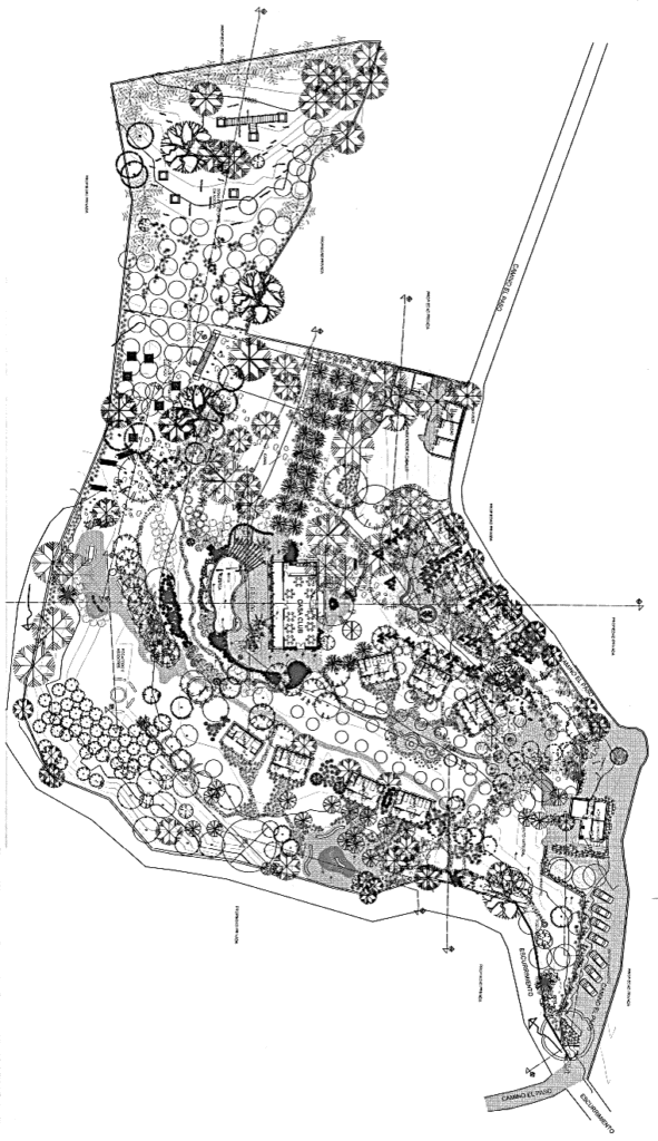Plano arquitectónico de paisajismo (Master Plan) y sembrado de plantas nativas para proyecto ejecutivo en Cancún.